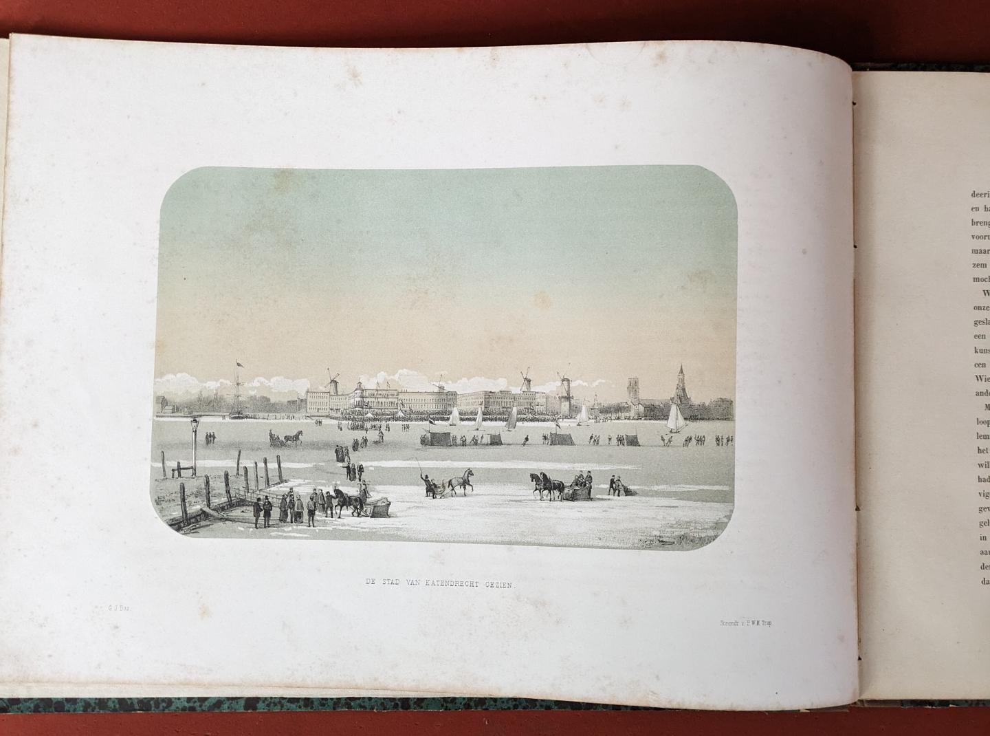 Reyn, G. van; e.a. - IJsvermaak op de Maas te Rotterdam in februari 1855, met bijschriften