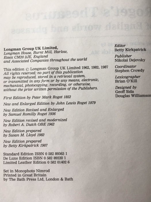 Betty Kirkpatrick - Betty Kirkpatrick - Roget's Thesaurus of English words and phrases - 1987