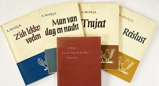 MARJA, A. - Collectie van vijf opdrachtexemplaren, gericht aan Bert Bakker en Victorine Hefting (éen alleen aan Bert Bakker).
