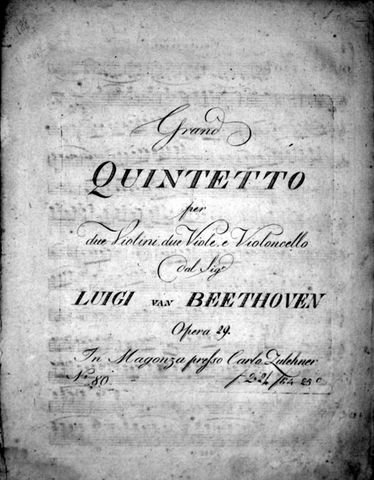 Beethoven, Ludwig van: - [Op. 29] Grand quintetto per due violini, due viole, e violoncello. Opera [handschr.:] 29