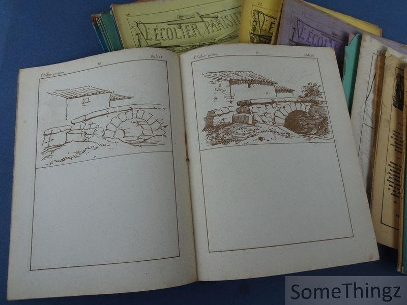 N/A. - L'école Parisien. Simples modèles de dessin avec esquisse.(lot de 38 fascicules)