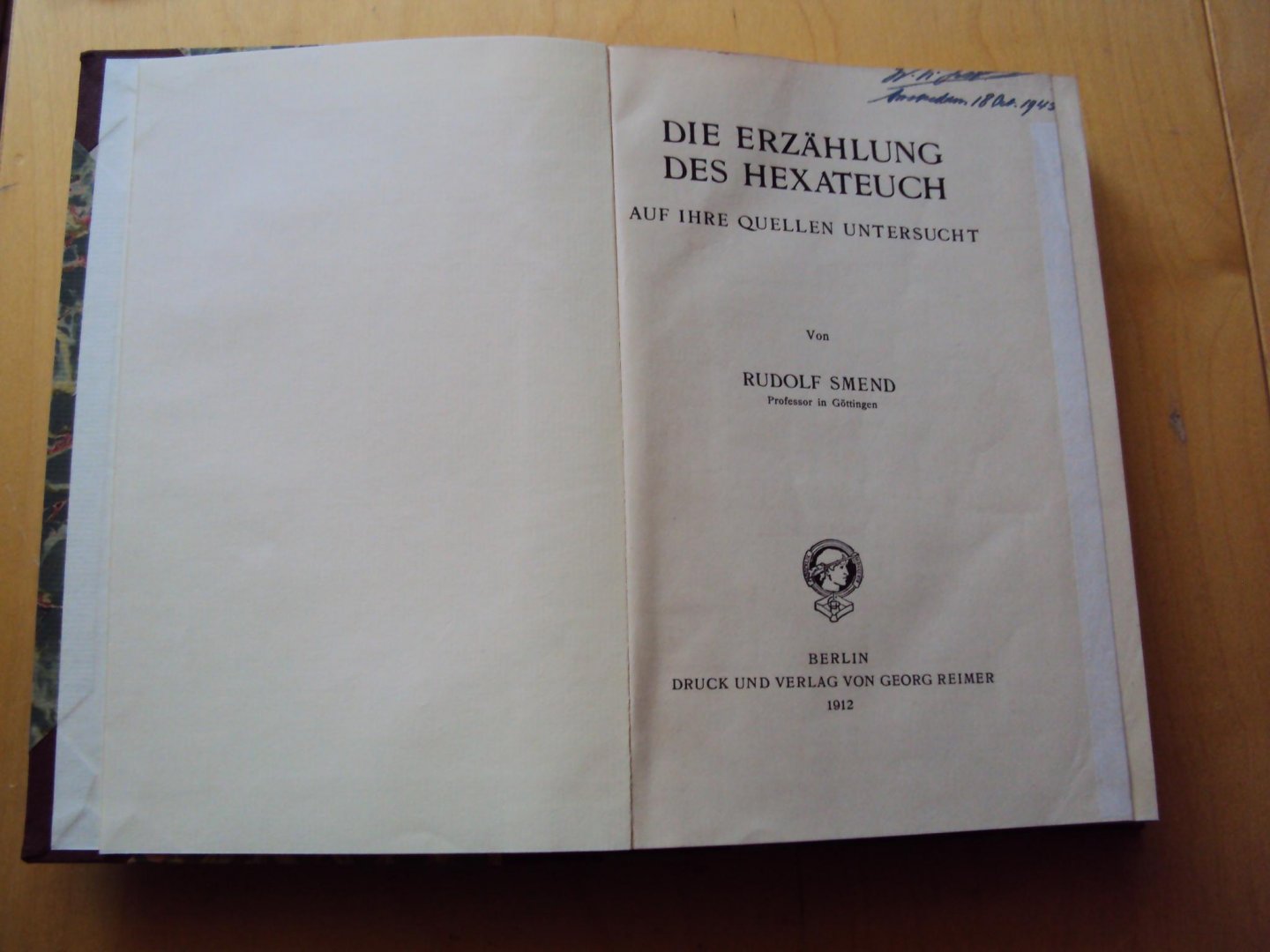 Smend, Rudolf - Die Erzählung des Hexateuch auf ihre Quellen untersucht