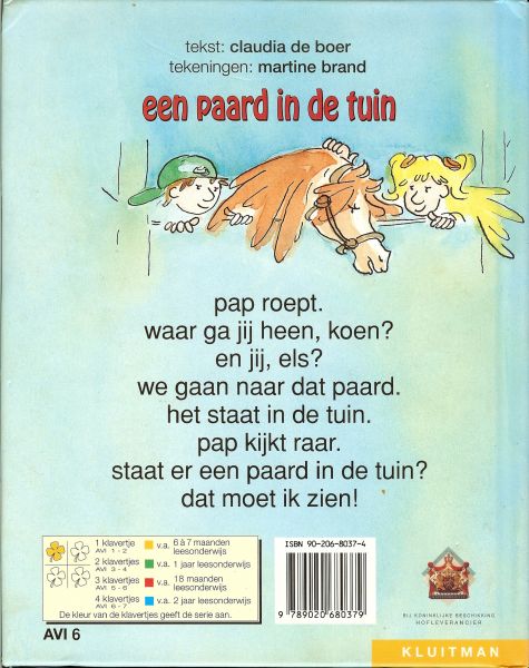 Boer, Claudia. de met tekeningen van  Martine Brand - Een paard in de tuin