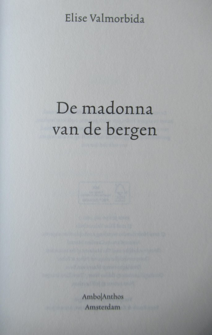 Valmorbida, Elise - De madonna van de bergen