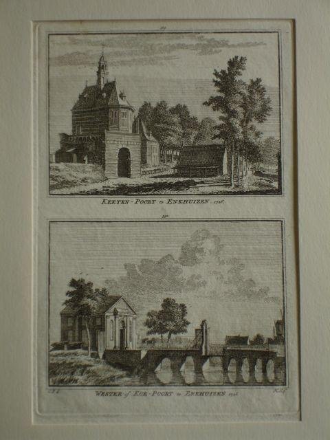 Enkhuizen. - Keeten-Poort te Enkhuizen. 1726. - Wester-of Koe-Poort te Enkhuizen. 1726.