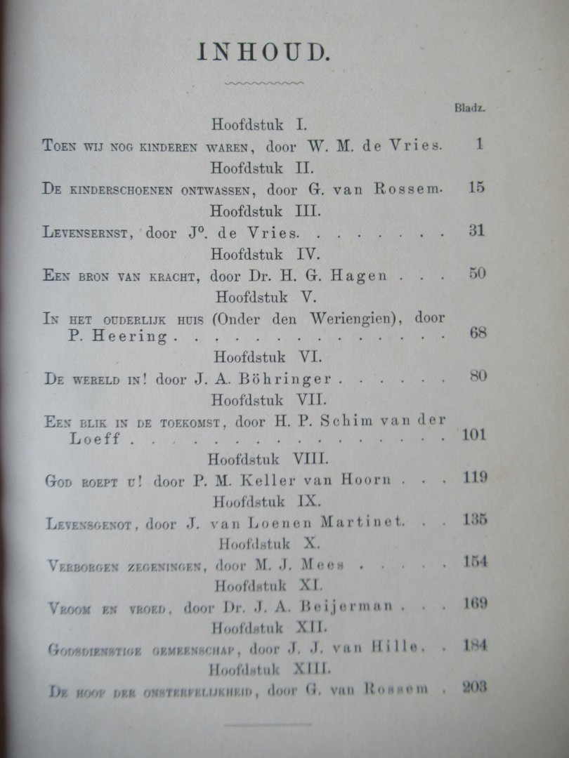 Rossem, G. van (red.) - In 's levens opgang: een boek voor jongelieden