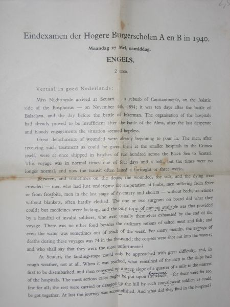  - Eindexamen Engels der Hogere Burgerscholen A en B in 1940