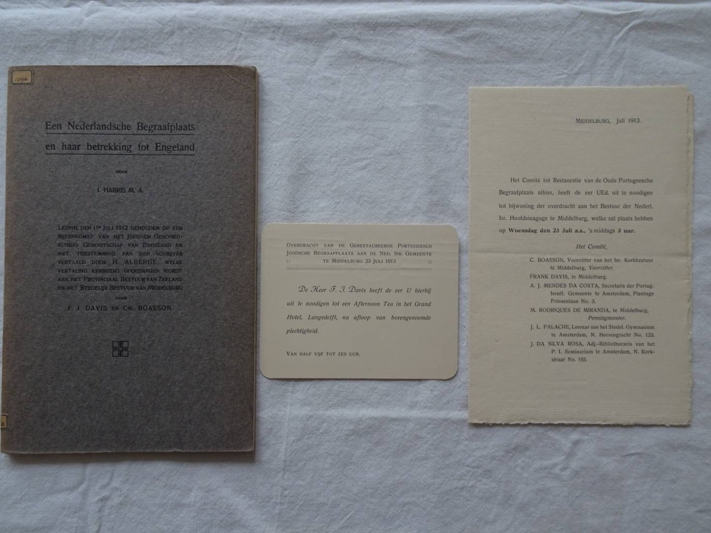 Harris, I.. - Een Nederlandsche begraafplaats en haar betrekking tot Engeland. Lezing den 1en juli 1912 gehouden op een bijeenkomst van het Joodsch Geschiedkundig Genootschap van Engeland en met toestemming van den schrijver vertaald door H. Alberge, welke ...