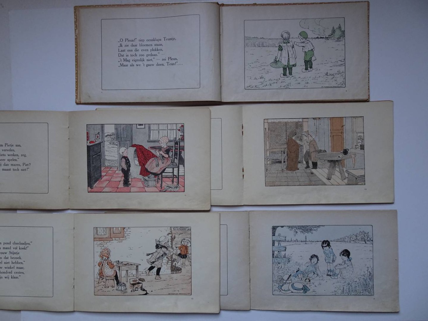 Sutorius, Anna & B. Midderigh-Bokhorst. - Voor school en huis. Op 't veld/ Klein moedertje/ In de wei/ Drie vroolijke vrindjes/ Winkeltje spelen.