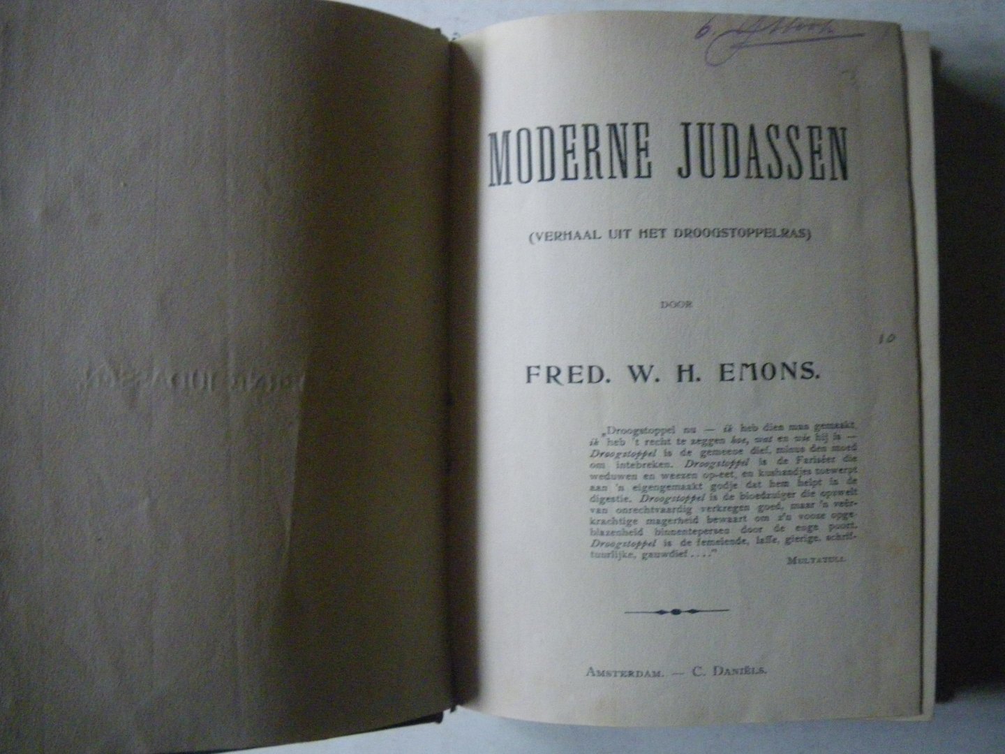 Emons, Fred. W.H. - Moderne Judassen (verhaal uit het droogstoppelras)