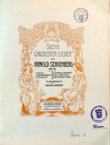 Schönberg, Arnold: - [Op. 8 Nr. 3] Sechs Orchester-Lieder. Op. 8. Klavierauszug von Anton v. Webern [No. 3. Das Wappenschild]