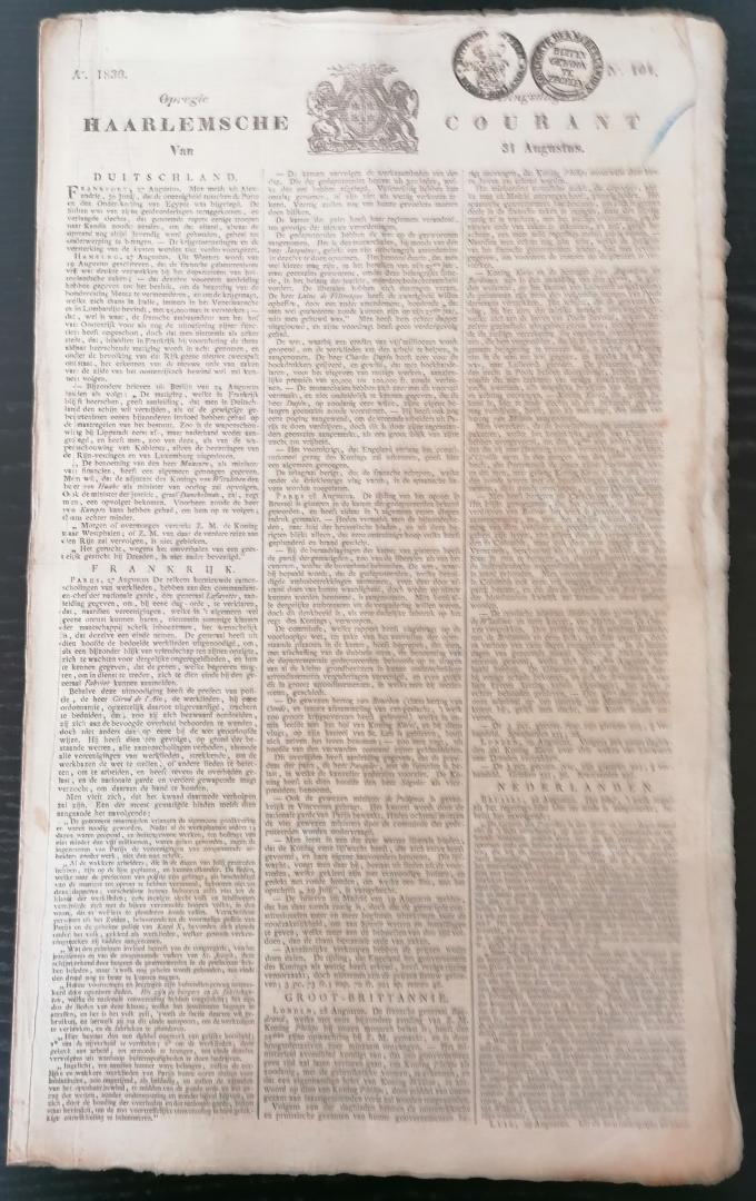 Anoniem - Opregte Haarlemsche Courant No. 104 - 31 augustus 1830