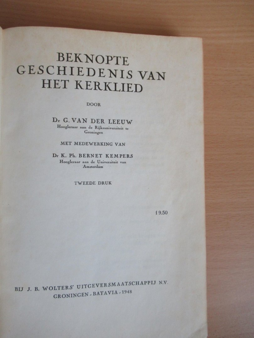 Leeuw Dr. G. van der - Beknopte geschiedenis van het Kerklied