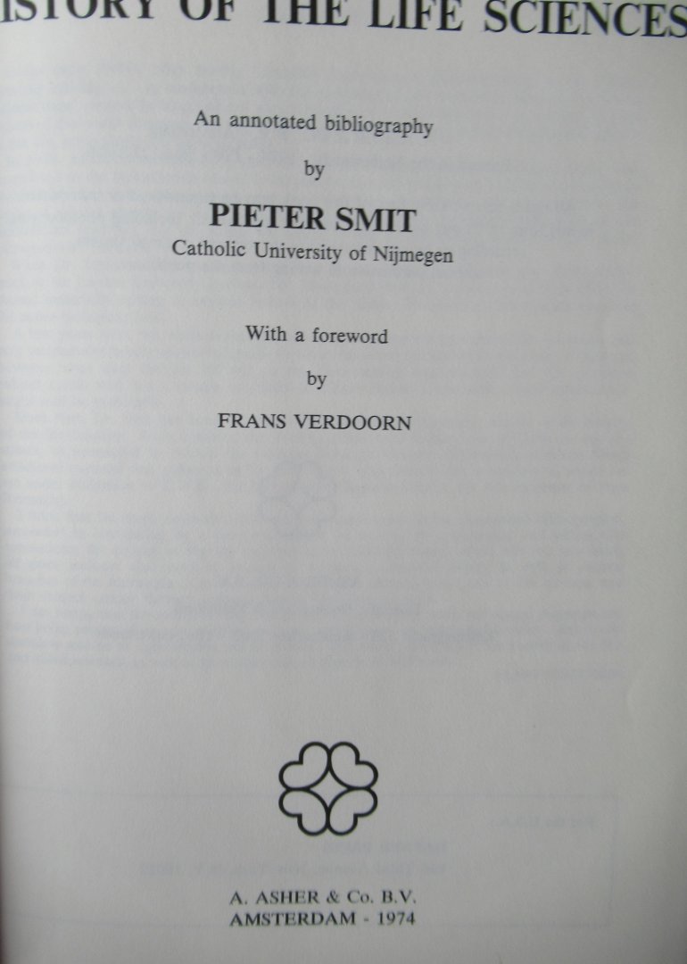 Smit, Pieter - History of the life sciences