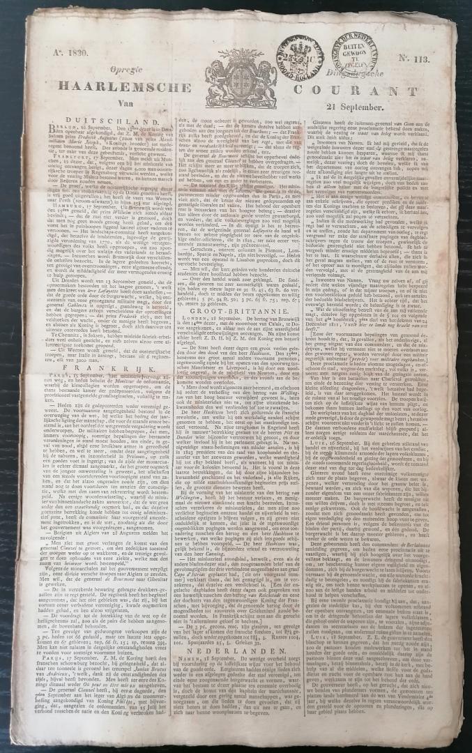 Anoniem - Opregte Haarlemsche Courant No. 113 - 21 september 1830