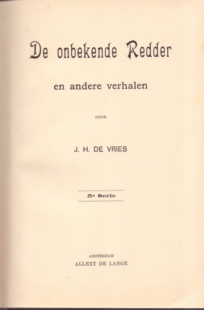 Vries, J.H. de (ds1289) - De onbekende redder en andere verhalen