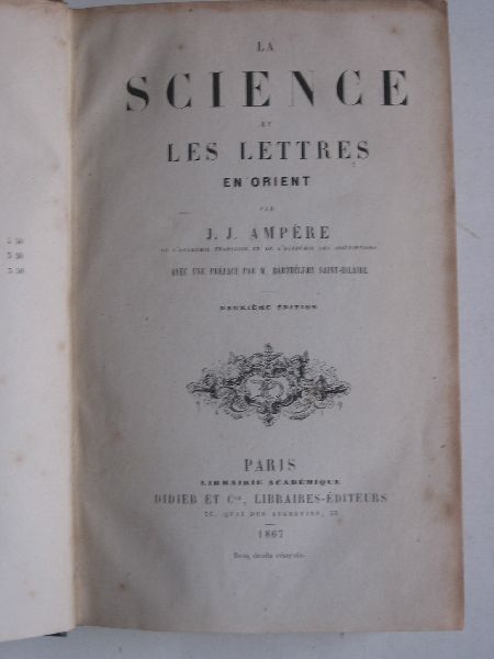 Ampere, J.J. - La Science et Les Lettres en Orient