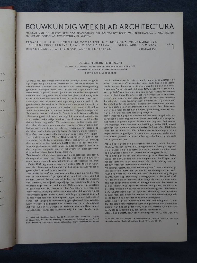 Schelling, H.G.J. (red.). - Bouwkundig Weekblad Architectura. 62e Jaargang 1941.