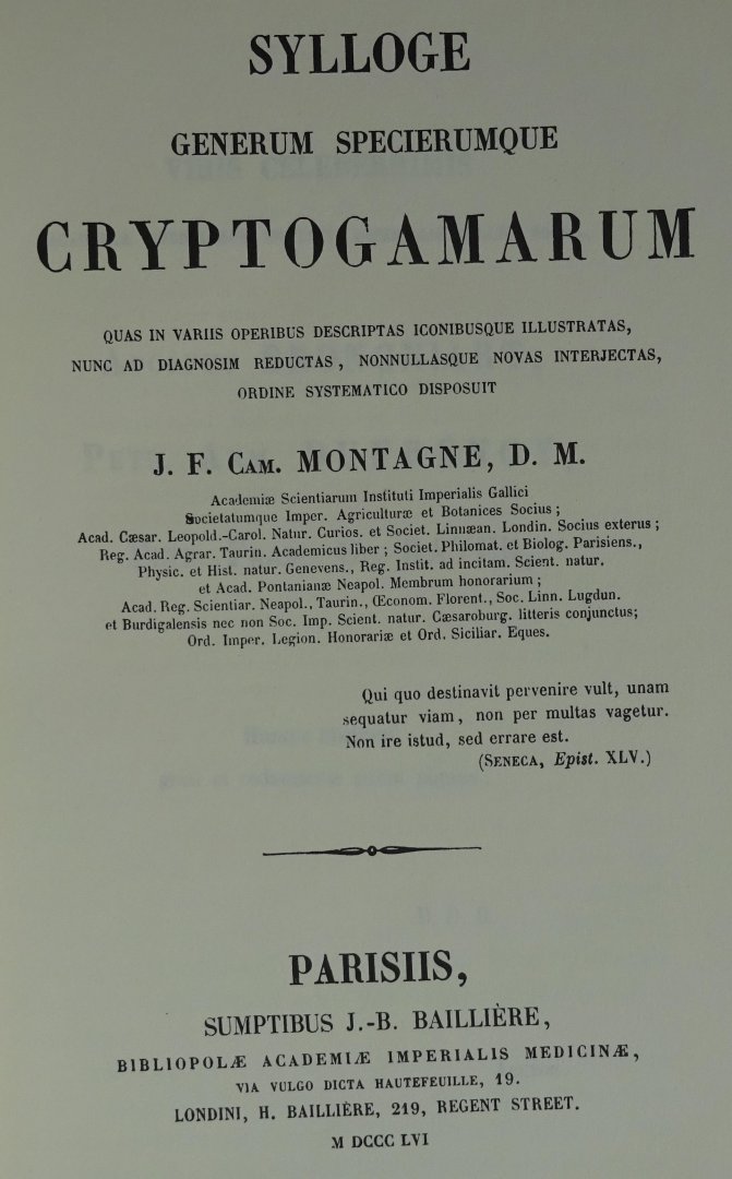 Montagne, J.F. C. - Sylloge Generum. REPRINT of 1856