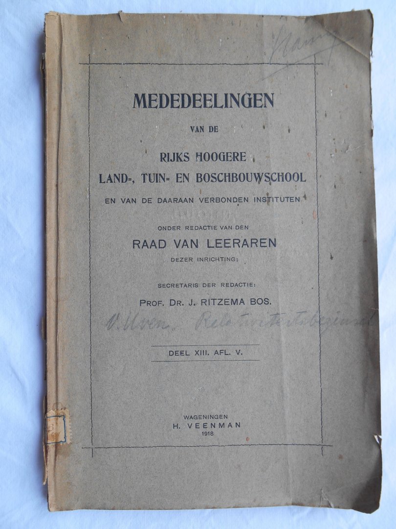 Uven, M.J. van (hoogleraar Wageningen) - Het relativiteitsbeginsel - uit Mededeelingen van de Rijks Hoogere Land-, Tuin- en Boschbouwschool deel XIII