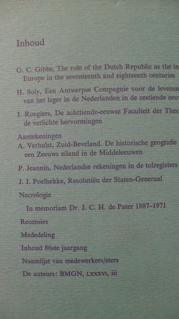 Redactie - Bijdragen en mededelingen betreffende de geschiedenis der Nederlanden  oa: G.C.Ribbs