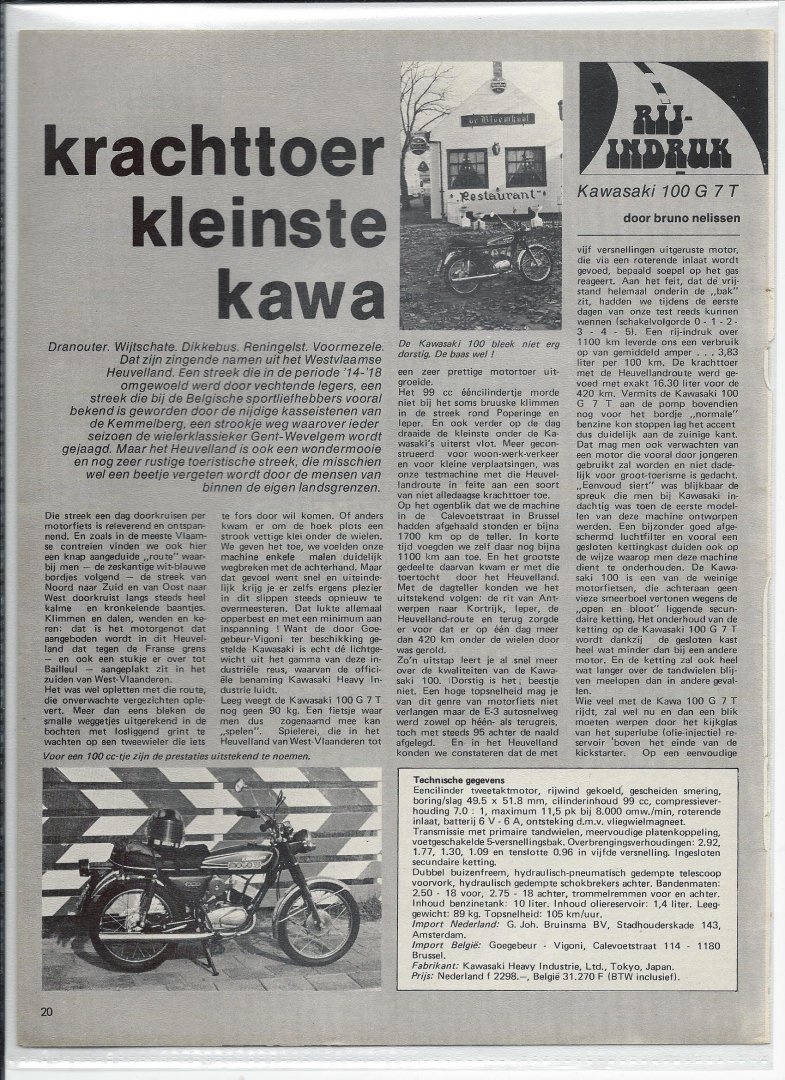 Nelissen, Bruno - Kawasaki 100 G 7 T - rij-indruk