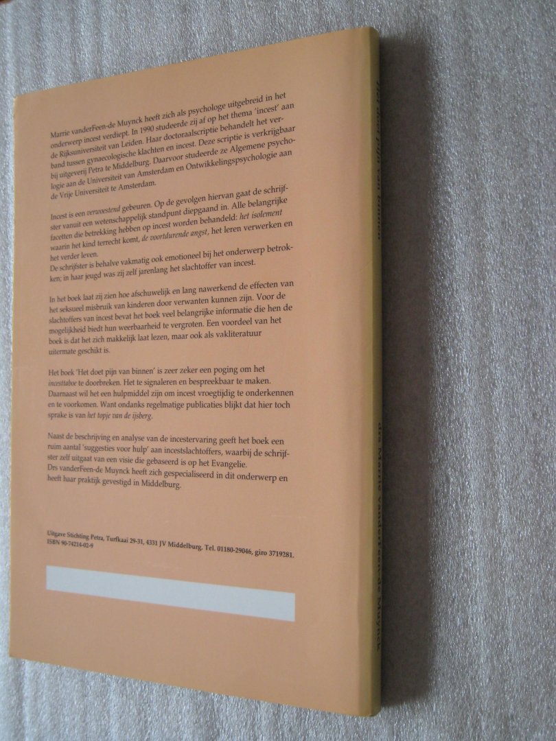 vanderFeen-deMuynck, Drs. Marrie - Het doet pijn van binnen / Oorzaak en gevolg van incest; suggesties voor hulp aan incestslachtoffers