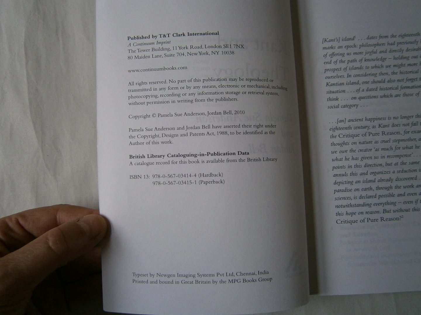 Anderson, Pamela Sue, Dr - Kant and Theology