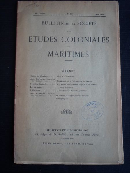  - Bulletin de la Societe des Etudes Coloniales et Maritimes