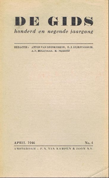 Auteurs, Diverse - De Gids Nr. 4, April 1946 Bijdr. van o.a. S. Vestdijk, F. Bordewijk, + portret B.J.H. Ovink
