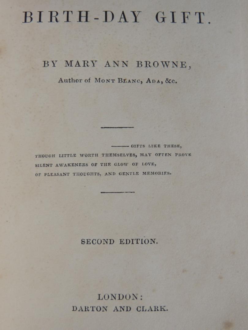 Mary Ann Browne  (1812-1844) - illustration by C.Graf - The birth day ( birthday ) gift