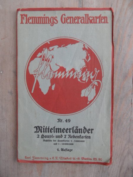 Flemming, Carl - Flemmings Generalkarten - nr. 49 Mittelmeerländer - 2 Haupt- und 7 Nebenkarten - 1. Auflage