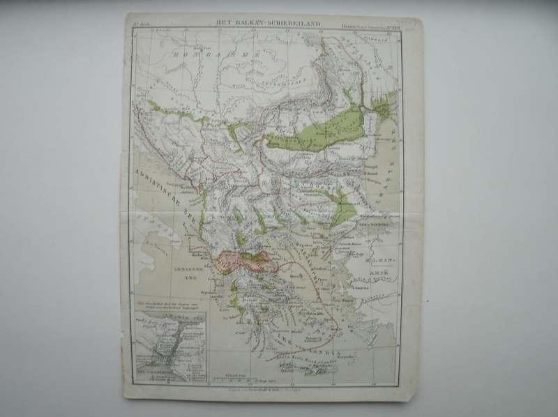 antique map (kaart). - Het Balkan Schiereiland.