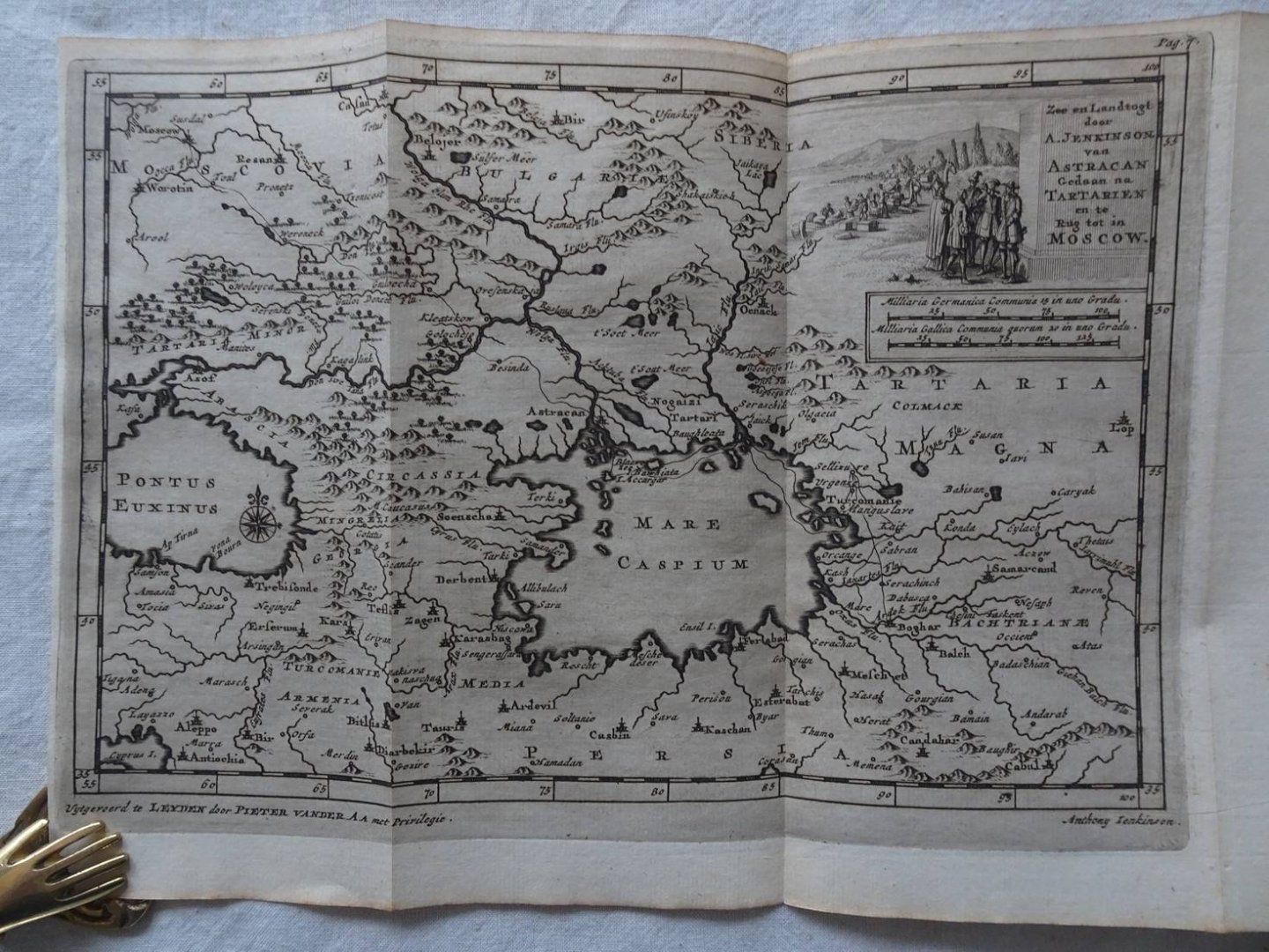 Aa, Pieter van der. - Naaukeurige vesameling der gedenk-waardigste zee en land-reysen na Oost en West-Indiën. Bevat: Reys van Anthony Jenkinson, Op Ordre van de Engelse, Moscovise Maatschappy, om een weg door Tartarie naar Catay te ontdekken, in het jaar 1558.