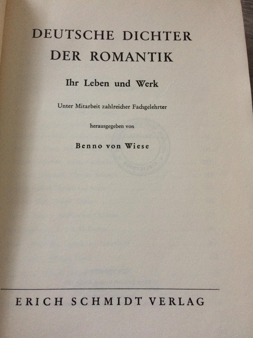Benno von Wiesse - Deutsche dichter der romantik