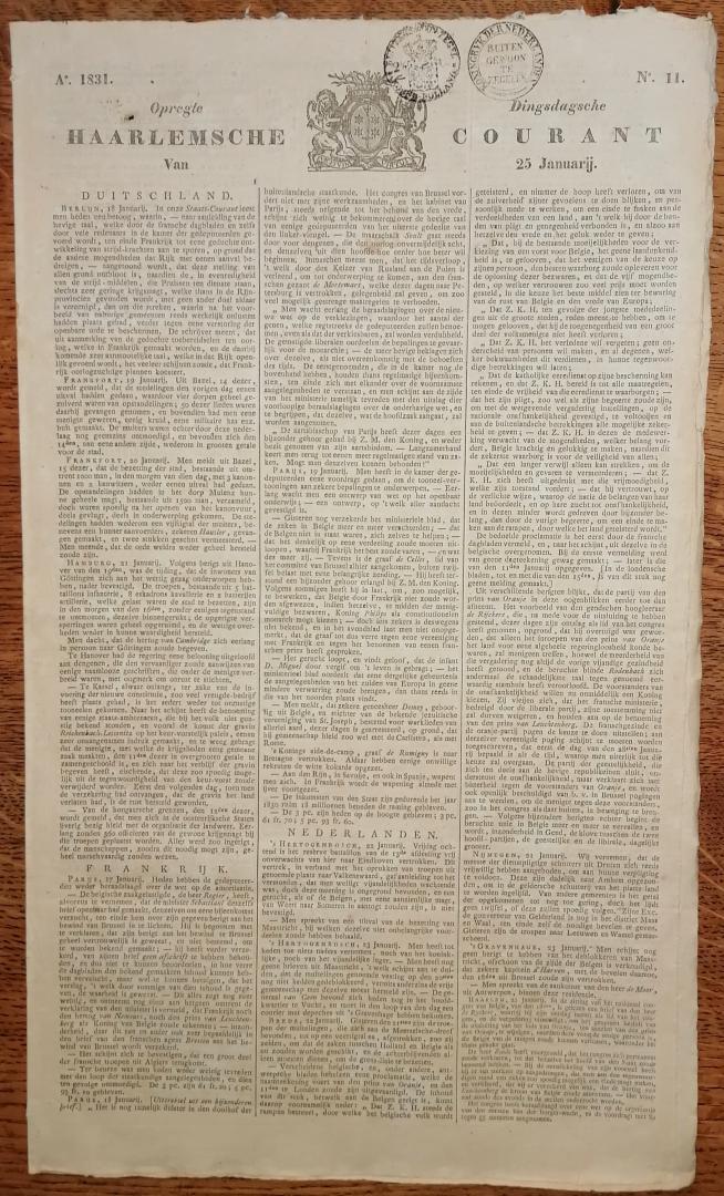 Anoniem - Opregte Haarlemsche Courant No. 11 - 25 januari 1831
