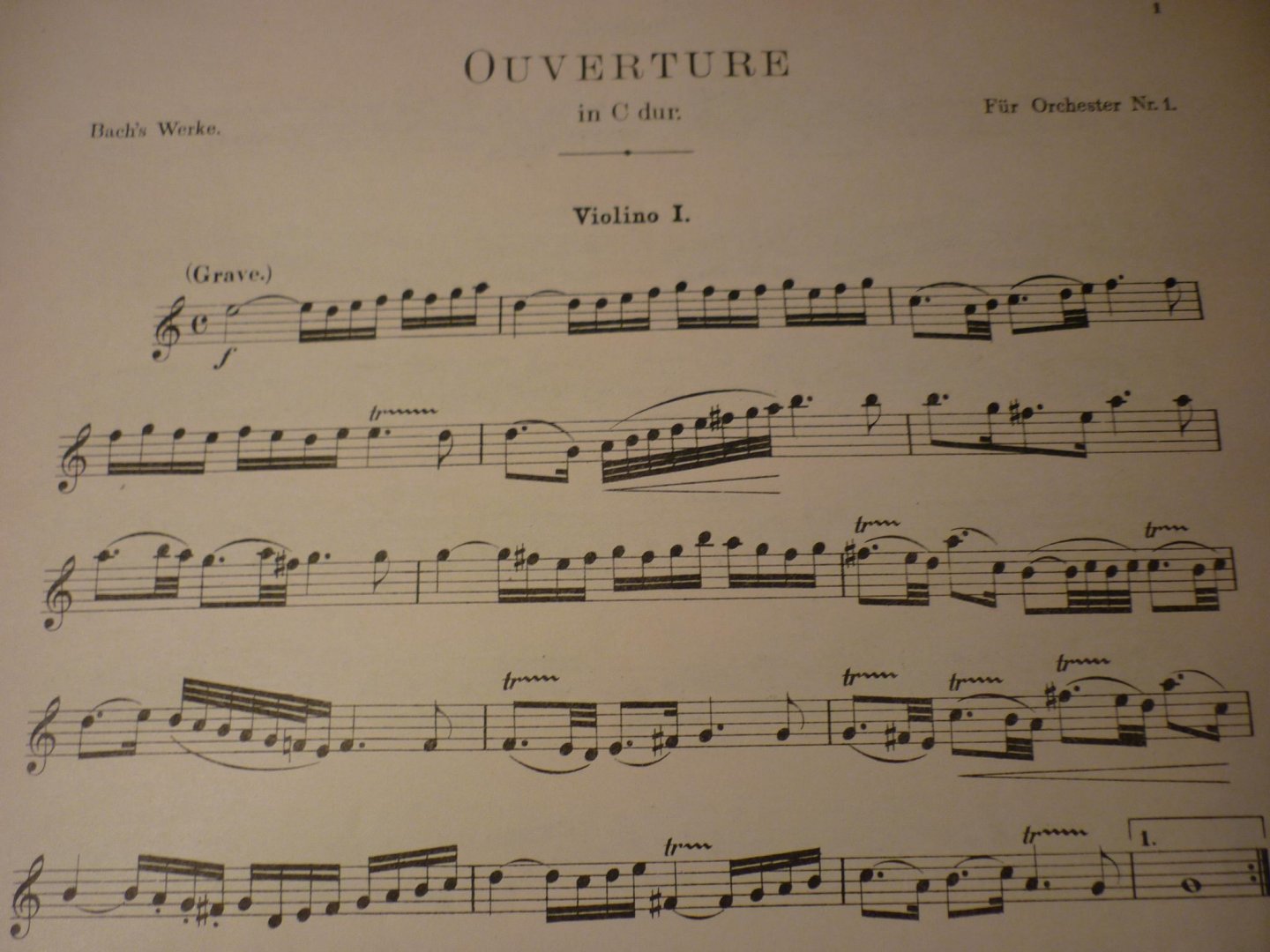 Bach; J. S. (1685-1750) - Ouverture in C dur; fur Orchester No. 1 - Violine I (serie Johann Sebastian Bach's Werke)