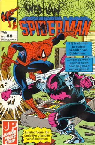Junior Press - Web van Spiderman 066, Leven in Angst, geniete softcover, zeer goede staat