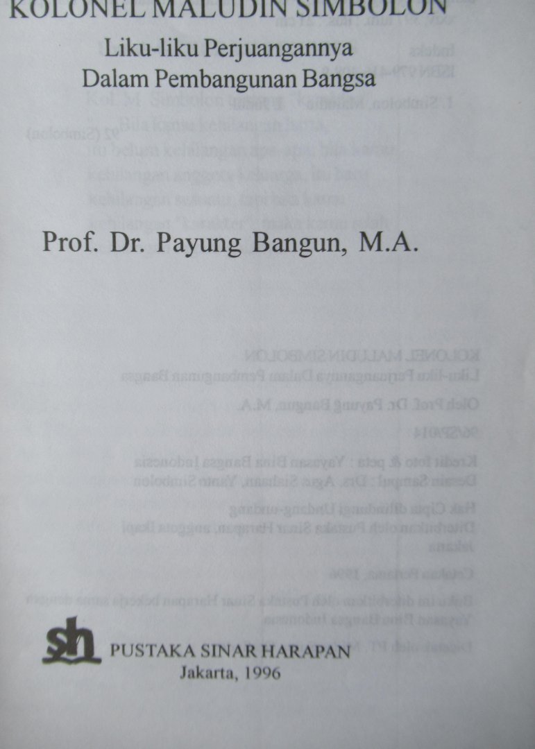 Payung Bangun M.A. Prof. Dr. - Kolonel Maludin Simbolon