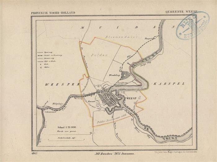 Kuyper Jacob. - Weesp.  Map Kuyper Gemeente atlas van Noord Holland