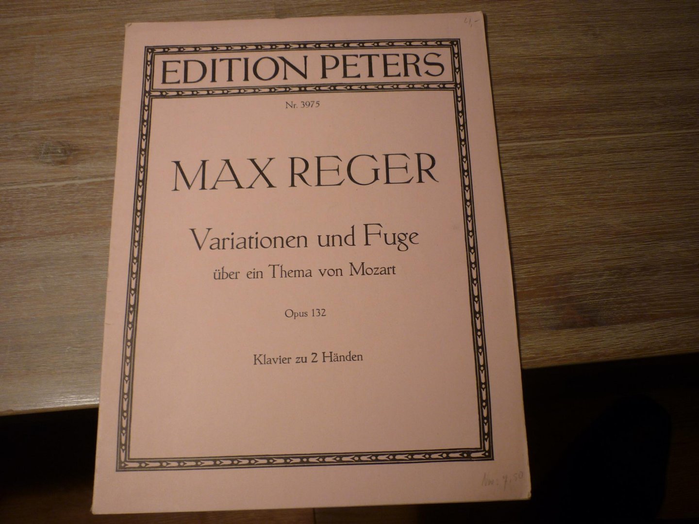 Reger; Max (1873–1916) - Variationen und Fuge fur Orchester, über ein Thema von Wolfgang Amadeus Mozart op. 132; voor Piano 2-handig
