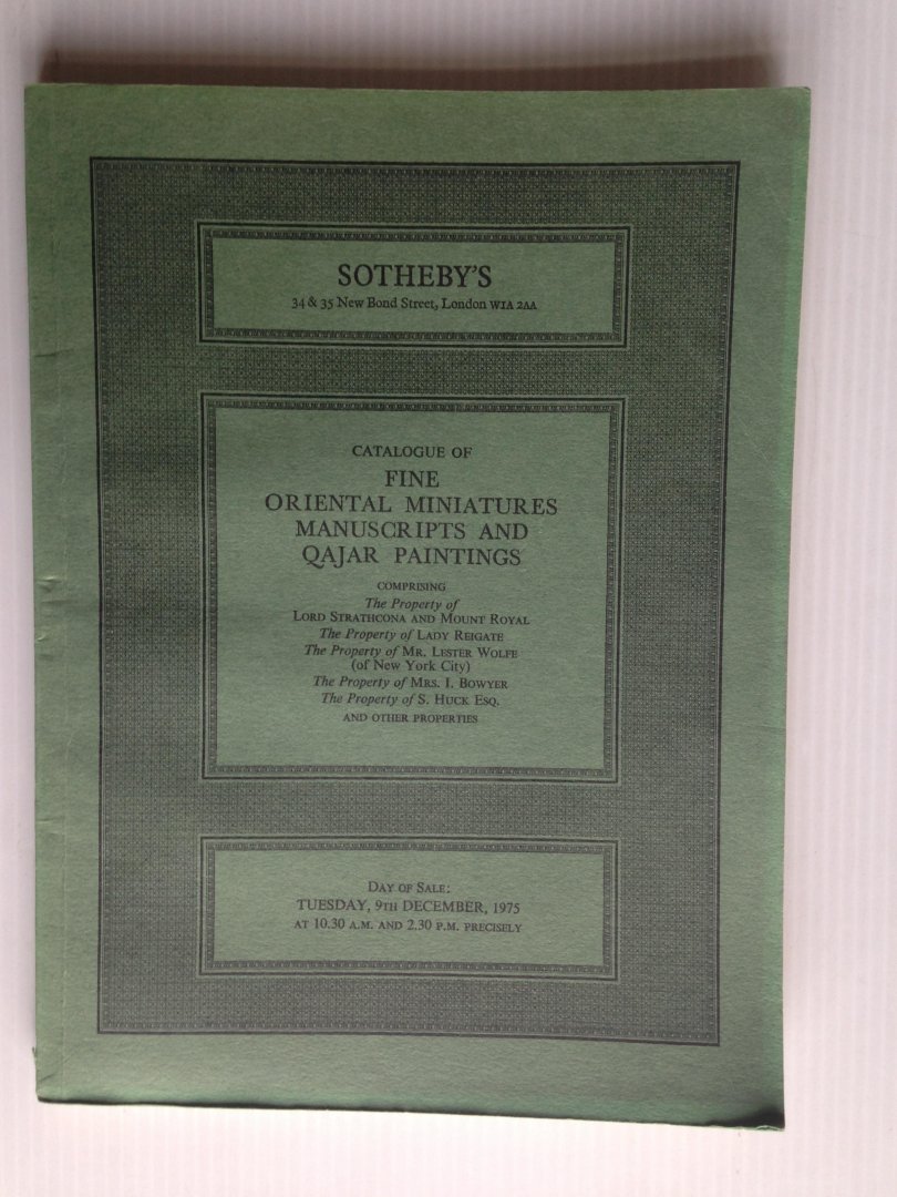 Catalogus Sotheby - Fine Oriental Miniatures, Manuscripts and Qajar Paintings