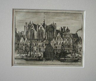 antique print (prent) - Amsterdam. Nieuwezijds kapel. (Rokin).