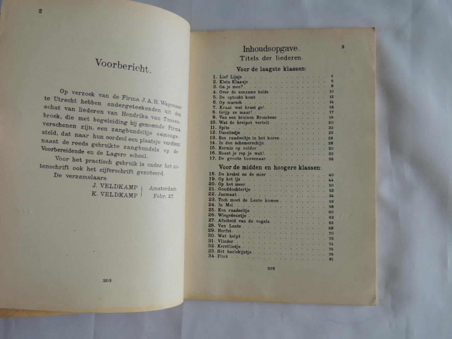 Veldkamp J en K. ( verzameld ) - De Lentewind waait Zangbundel van Hendrika van Tussenbroek