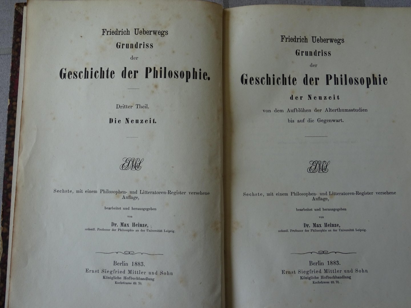 Ueberwegs, Friedrich - Grundriss der Geschichte der Philosophie (dritter Teil) der Neuzeit von dem Aufblühen der Altertumsstudieen bis auf die Gegenwart