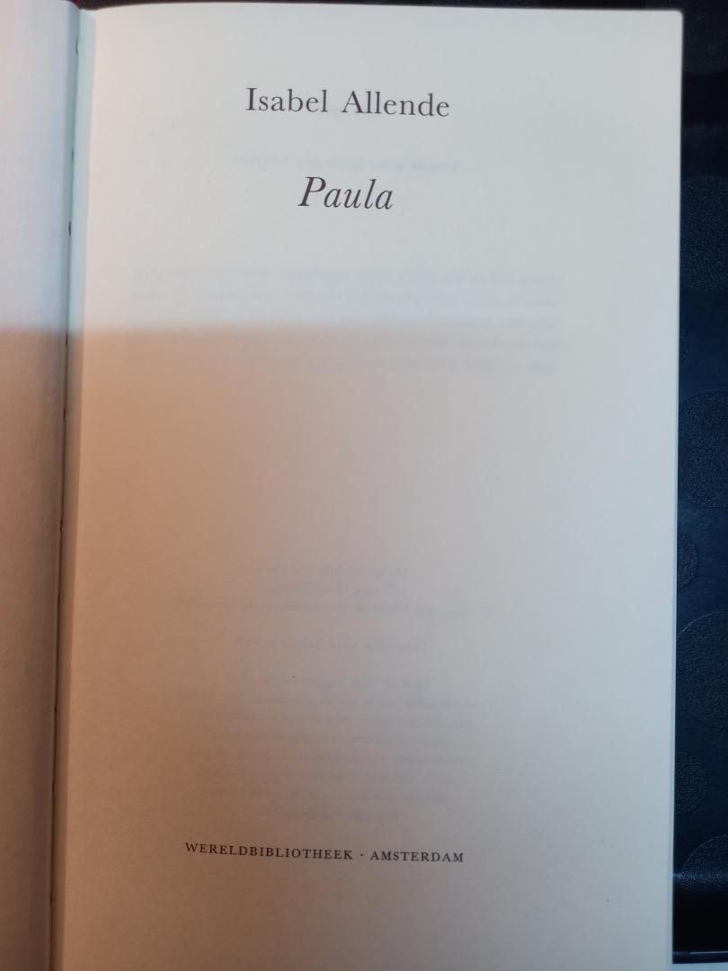 Allende, Isabel - Paula. Vertaald door Adri Boon
