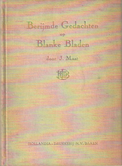 Maat, J. - Berijmde gedachten op blanke bladen