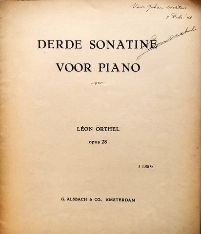 Orthel, Léon: - Derde sonatine voor piano opus 28