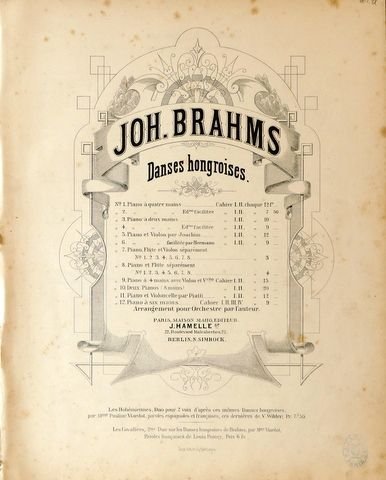 Brahms, Johannes: - Danses Hongroises. Piano à quatre mains. Cahier I - II