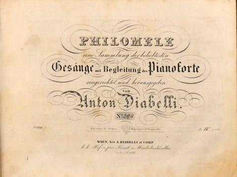 Schubert, Franz: - [D 889] Ständchen von Shakespeare (Horch, horch, die Lerch` im Aetherblau) (Philomele. Eine Sammlung der beliebtesten Gesänge mit Begleitung des Pianoforte eingerichtet und herausgegeben von Anton Diabelli. No. [handschr.:] 294)